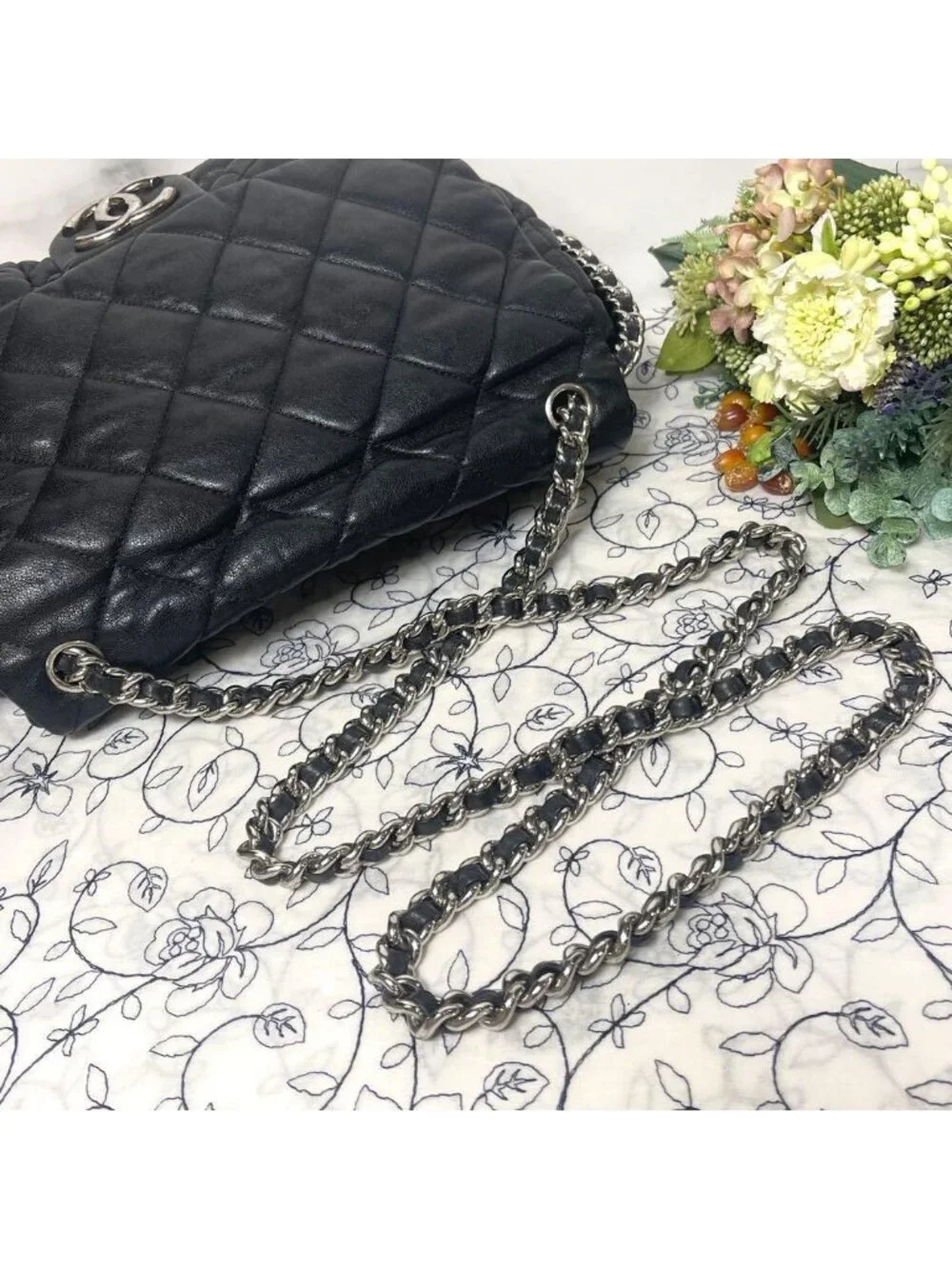 Chanel Chain Around Double Flap Bag Quilted Black